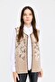 Women's Crew Neck Floral Wool Vest in Dark Beige - 4