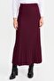 Women's Pleated Knitwear Skirt Claret Red - 7