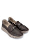 Women's Genuine Leather Brown Loafer Shoes - 2