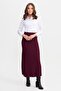 Women's Pleated Knitwear Skirt Claret Red - 4