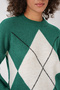 15895 Diamond Patterned Oversize Knitwear Sweater - Emerald Green - 4