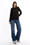 Women's BLACK Crew Neck Long Sleeve 100% Cotton Interlock T-Shirt S-102