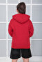 Boy's Red Hooded 3 Thread Raised Fleece Relaxed Fit Sweatshirt S402KRM - 3