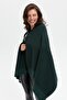 Women's Three-Flower Embroidered Wool Shawl Green - 4