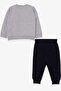 Boy's Tracksuit Set with Teddy Bear Figure, Ages 1-4, Gray Melange - 6