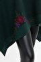 Women's Three-Flower Embroidered Wool Shawl Green - 5