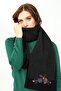 وشاح مطرز بحدود للنساء باللون الأسود - 7