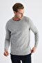 Men's Standard Fit Crew Neck Wool Knitwear Sweater Gray Melange - 4