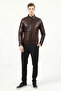 Orlando Men's Jumbo Large Size Slimfit Real Leather Coat Hazelnut - 4