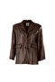 Timeless Design Stitching Detailed Brown Leather Blazer Jacket My