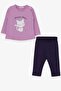 Baby Girl Tights Set with Cat Print, 9 Months-3 Years, Purple