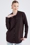 Rayon Knitwear Cardigan with Polo Neck and Pocket Detail - Brown
