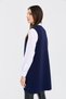 Women's Crew Neck Open Front Long Wool Vest Y.A Navy Blue - 6