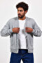 Men's Button Closure Pocket Knitwear Gray Knitted Cardigan Mz89916 - 3