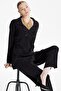 Black Knitwear Double Breasted Jacket and Trousers Set