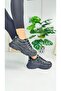 Black Sneaker - Lace-Up, High Thick Sole, Oval Toe Women's Sneakers 1001 - 2