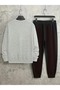 Men's Crew Neck Milano Printed Top and Bottom Black Tracksuit Set Oversize Unisex Boyfirend - 2