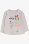 Girl's Long Sleeve T-Shirt Printed 1-4 Years, Beige Melange