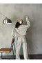 Women's Painting Gray Sleeves Gathered Filthy Stitched Unripped Sweatshirt 28062 - 9
