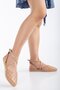 Nude Women's Ballerinas with Laser Printed Cross Helmet on the Face - 2