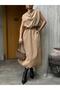 Women's Camel Elastic Waist Lined Parachute Fabric Balloon Skirt 28068 - 4