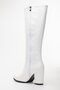 Zippered Wrinkled Patent Leather White Small Large Size Women's Heeled Boots - 5