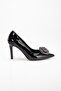 Patent Leather Thin Heel Stoned Black Women's Stiletto - 3