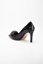 Patent Leather Thin Heel Stoned Black Women's Stiletto - 5