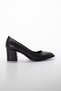Large Size Crocodile Skin Black Women's Heeled Shoes - 3