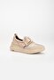 Stoned Thick Sole Stretch Beige Women's Loafers Casual Shoes - 6