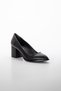 Large Size Crocodile Skin Black Women's Heeled Shoes - 4