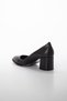 Large Size Crocodile Skin Black Women's Heeled Shoes - 5