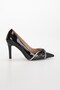 Patent Leather Thin Heel Stoned Black Women's Stiletto - 4