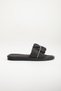 Skin Gathered Stoned Black Women's Flat Heel Slippers - 3
