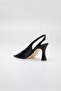 Large Size Goblet Heel Skin Black Women's Heeled Sandals - 5
