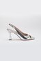 Large Size Goblet Heel Patent Leather Silver Women's Heeled Sandals - 3