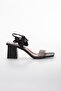Women's Ankle Wrap Matte Transparent Black Heeled Sandals - 3
