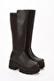 Women's Black Skin Thick Soled Zippered Boots7023 - 5