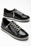 Patent Leather Sole Lacing Stoned Black Women's Sports Shoes