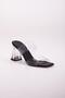 Transparent Two-Strap Black Women's Transparent Heeled Slippers - 4