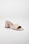 Straw and Flat Tekbant Beige Women's Heeled Slippers - 4