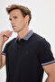 Men's Black Slim Fit Narrow Cut 100% Cotton Polo Neck T-Shirt - 3