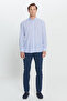 Men's Navy Blue-White Slim Fit Slim Fit Button Collar 100% Cotton Striped Shirt - 2