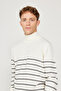 Men's Ecru-Gray Wool Standard Fit Regular Fit Full Turtleneck Knitwear Sweater - 6