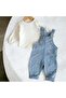 Colorful Floral Embroidered Denim-Look Knitted Fabric Transitional 2-Piece Salopette Set - 6