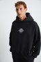 Hampus Men's Comfort Organic Cotton Black Sweatshirt with Masked Fleece Inside and Soft Embroidery Detail - 2