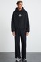 Hampus Men's Comfort Organic Cotton Black Sweatshirt with Masked Fleece Inside and Soft Embroidery Detail - 3