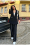 Women's Style Oversized Jacket and Pants Set Black - 3