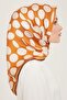 Orange-white Polka Dot Pattern Sura Silk Scarf 9156-32 - 2