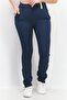 Women Sportswear Fit Drawstring Training Pants, Navy Blue